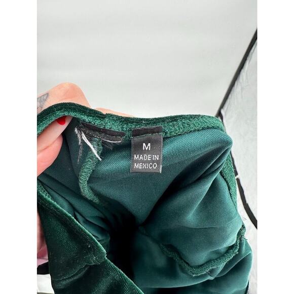 Windsor Green Velour Strapless Bodycon Midi Dress Sweetheart Neck Size Medium - Picture 5 of 6